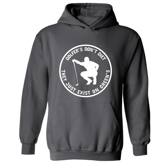 Golf Hoodie Golfers Don't Diet Funny Man Golfer Kneeling Golfing Sweatshirt - Picture 13 of 15